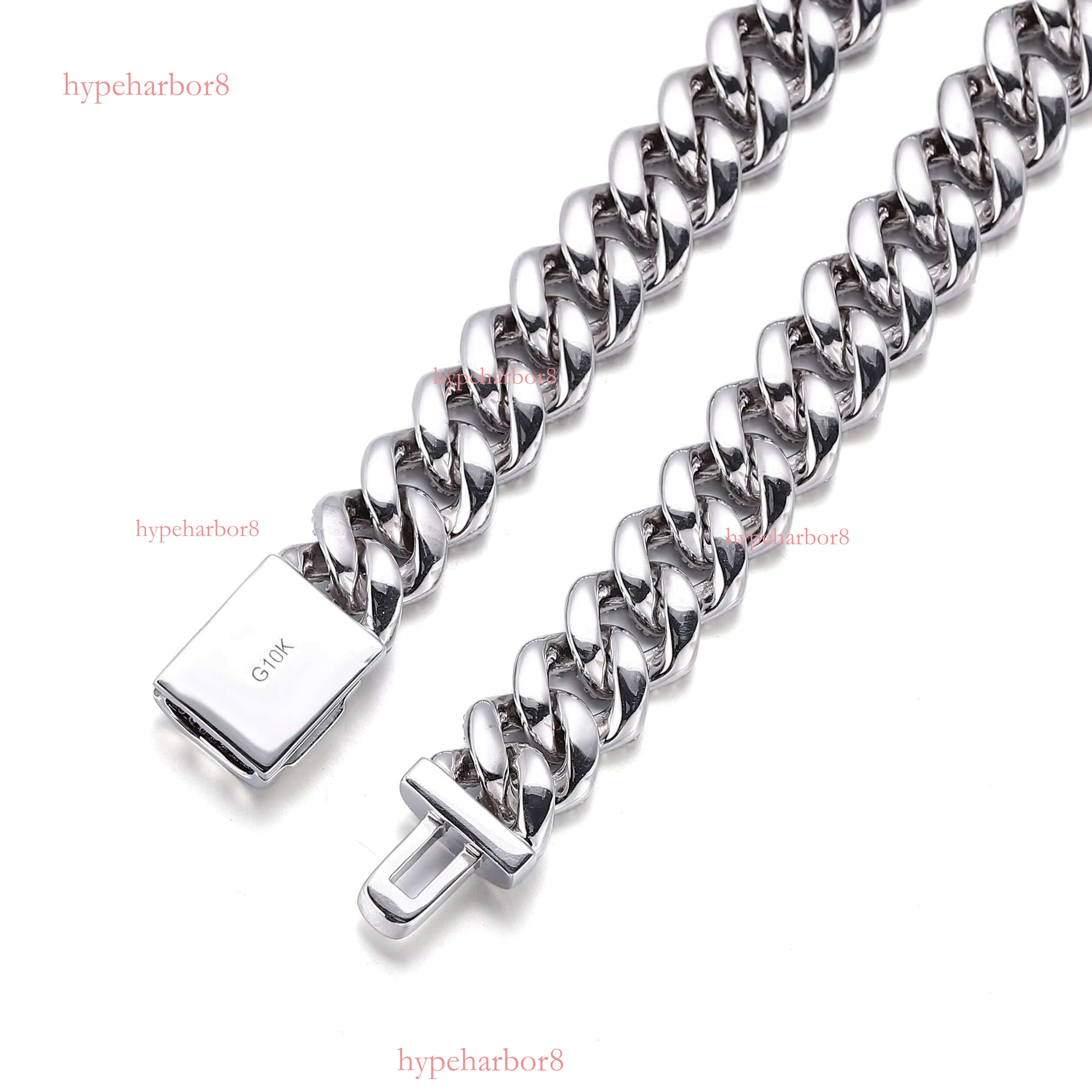 Hip hop jewelry 12mm real 10k white gold DEF VS grown necklace HPHT laboratory Cuban chain