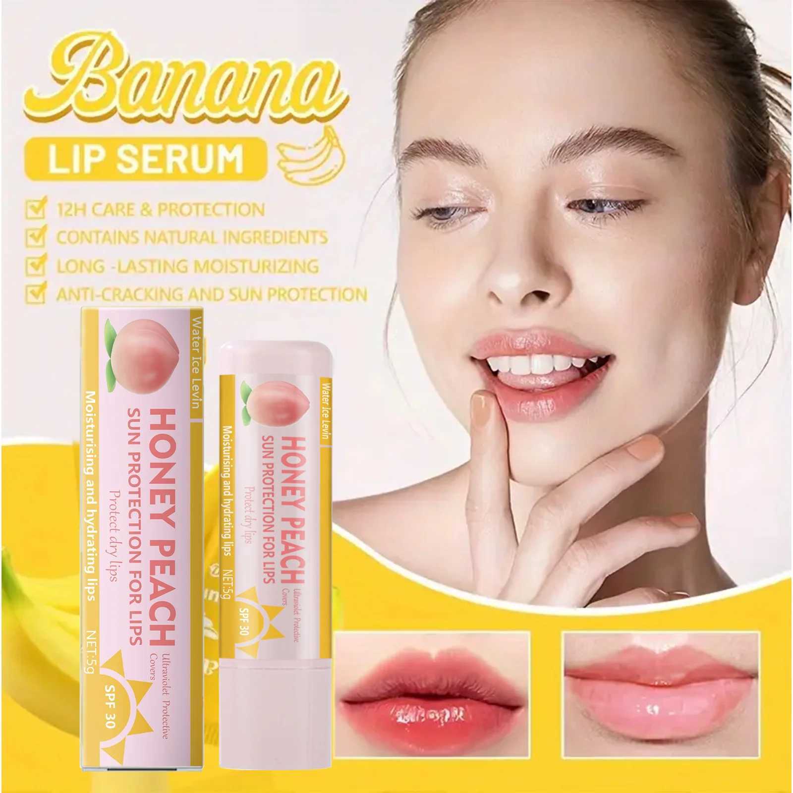 Peach and Banana Sunscreen lipstick SPF 30 UVA Protects lipstick Colorless lipstick W250407