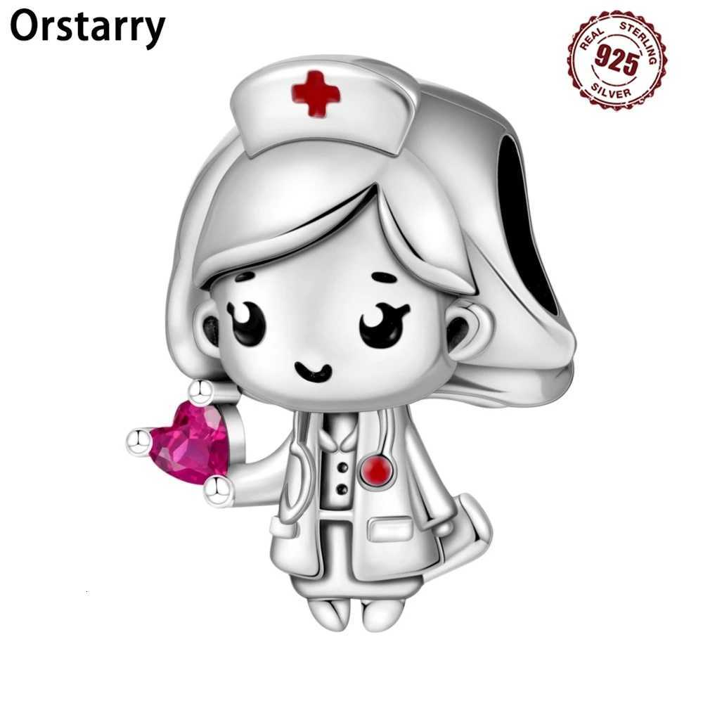 Orstarry 925 Sterling Silver Cartoon Character Nurse Beads Fit Women Bracelets Charms DIY Birthday Party Gifts Jewelry AccessoryXJ251107