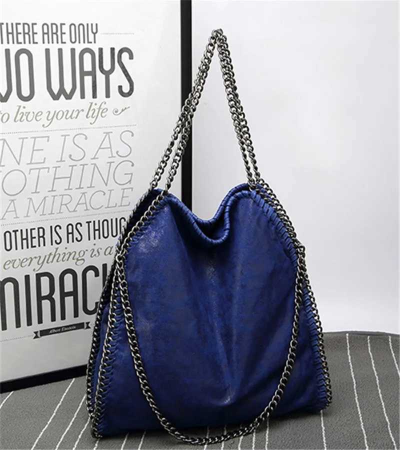 Fashion New Womens Chain Shoulder Bag Large Capacity Crossbody Tote Bag Female Foldable Solid Color Handbags Shopping BagsC250407
