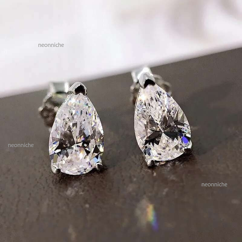 moissanite dia earring designer woman sterg sier white pink 5A zirconia square heart back stud jewelry earrings womens party friend girls gift