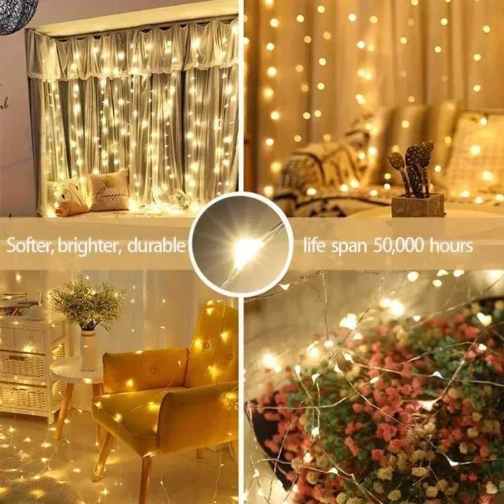 USB Curtain String Lights 8 Modes Fairy Light Christmas Halloween Garland Holiday Led Light Wedding Party Home Bedroom Decor W251107