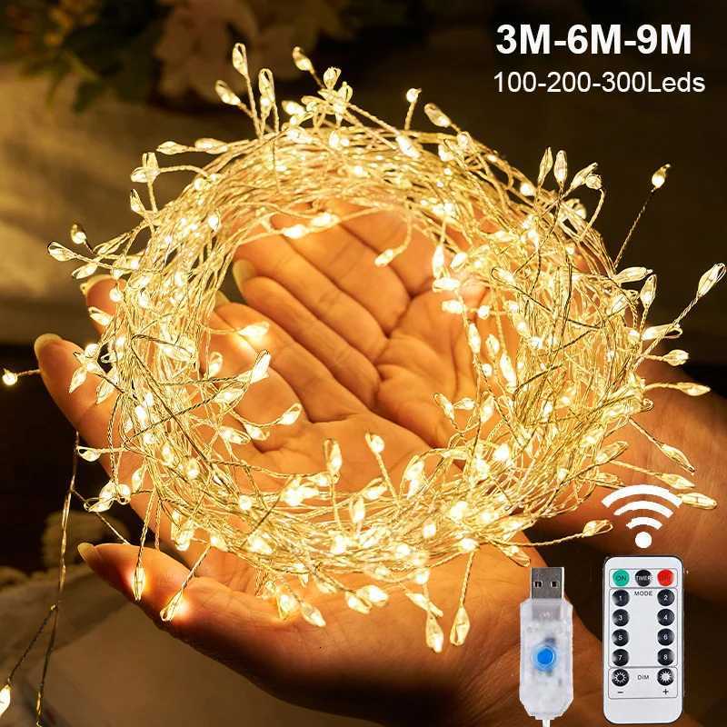 USB Power LED Firecracker String Lights Remote Control Garland Fairy Lights for Wedding Party Garden Plants Christmas Decoration W251107