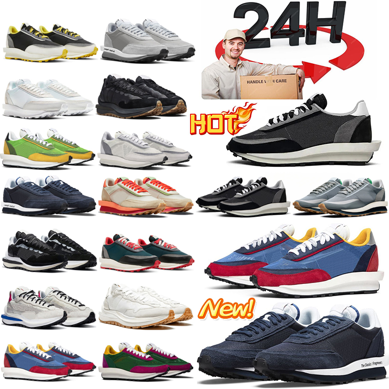 Designer Running Shoes Sacais Waffles Sail nylon White Gum Black Bright Citron Grey Blue Game Royal Leather Suede Dark Court Purple Sakai Sneakers 36-45