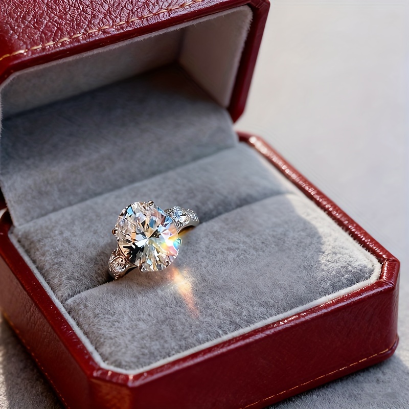 Luxury Brand Designer Jewelry 925 Silvery Shiny 3-ct Moissanite Ring, A Fashionable Women's Ring, A Daily Outfit Gift, An Anniversary Fashion Par