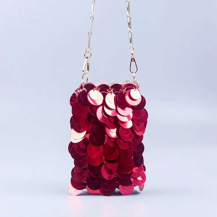 Designer Women Sequins Chain Knitted Glitterbag Evening Bags Clutch Female Travel Holiday Shoulder Bag Handbag