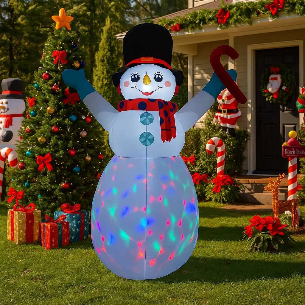 65FT LED Snowman Santa Claus Inflatable Christmas Decorations Xmas Ornaments Lights Outdoor Home Yard Holiday Party Decor Toys W251107