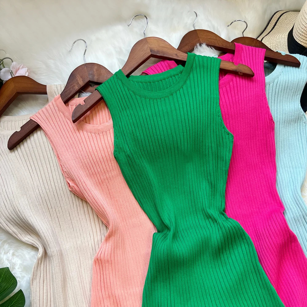 YuooMuoo Fashion Sexy Set Hips Ruffle Mini Dress Womens Summer Ultra Thin Elastic Knitted Party Dress Street Clothing Womens Set 250402