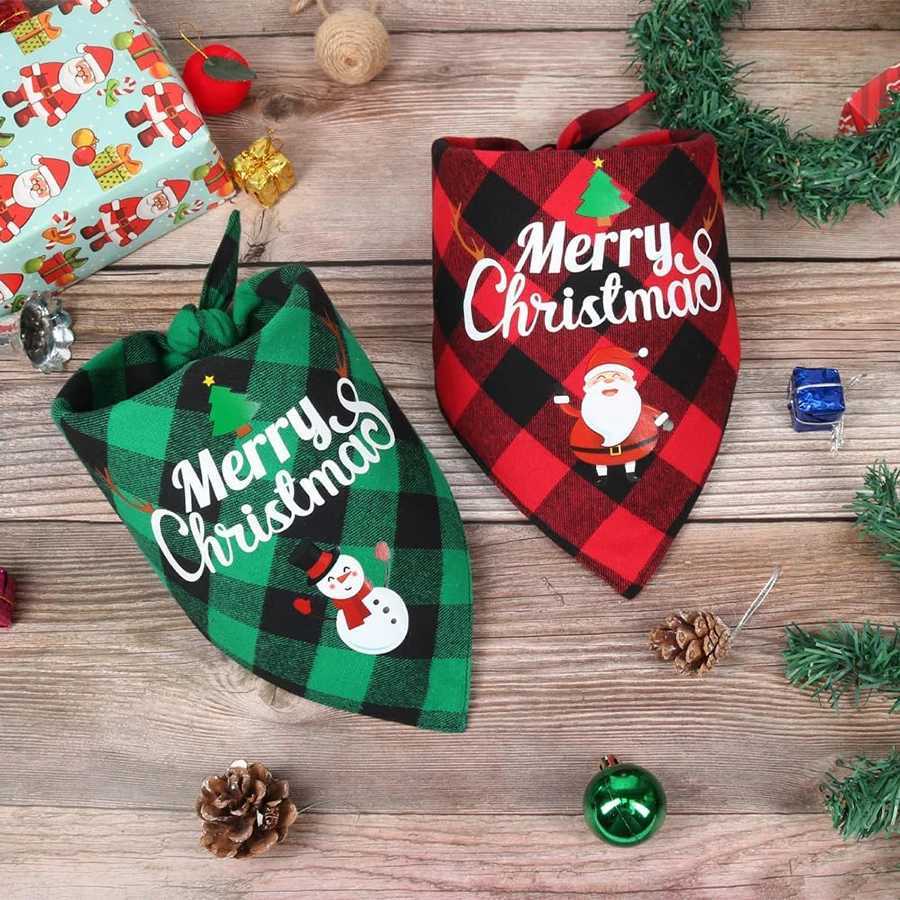 High Quality Christmas pet triangle scarf dog Bandanas Saliva towel used for holiday party decoration suitable for small to large dogs T250407