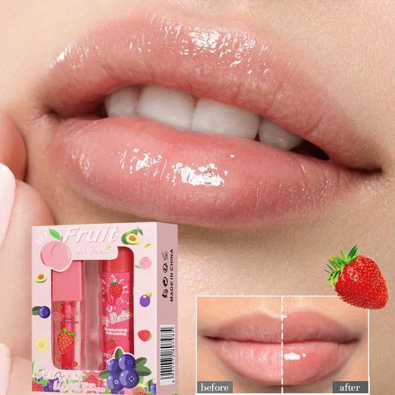 2 pack day and night set light moisturizing lipstick gloss moisturizing anti dry crack dry skin W250407