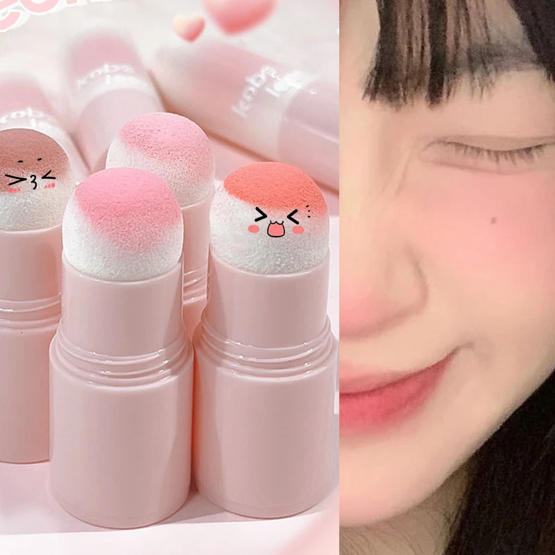 Double sided powder blusher stick soft face bright contour shadow blush pink cheeks Korean makeup 250325