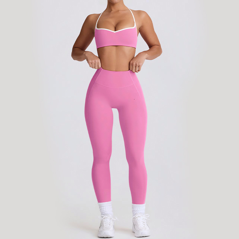 New Set With High Waist Hip Lifting Yoga Suit Women Slimming And Tight Fitting Suspender Beautiful Back Sports Bra For Women Shoulder Bags