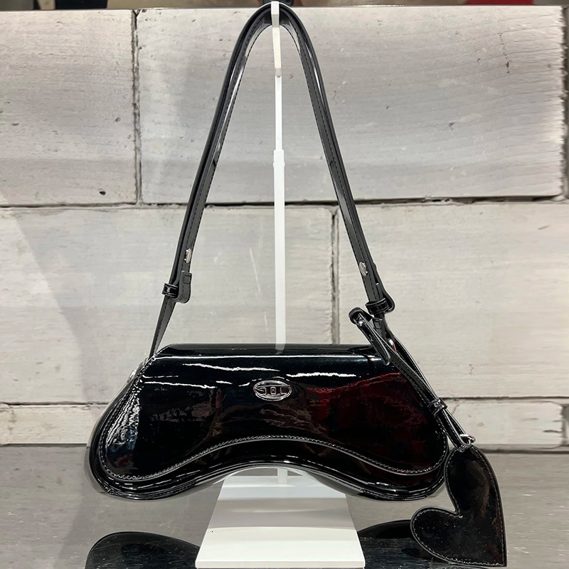Internet Celebrity 2025 New Women's Fashionable Patent Leather Temperament Dingdang Spicy Girl Versatile Single Shoulder Armpit Hand-Held Crossbo