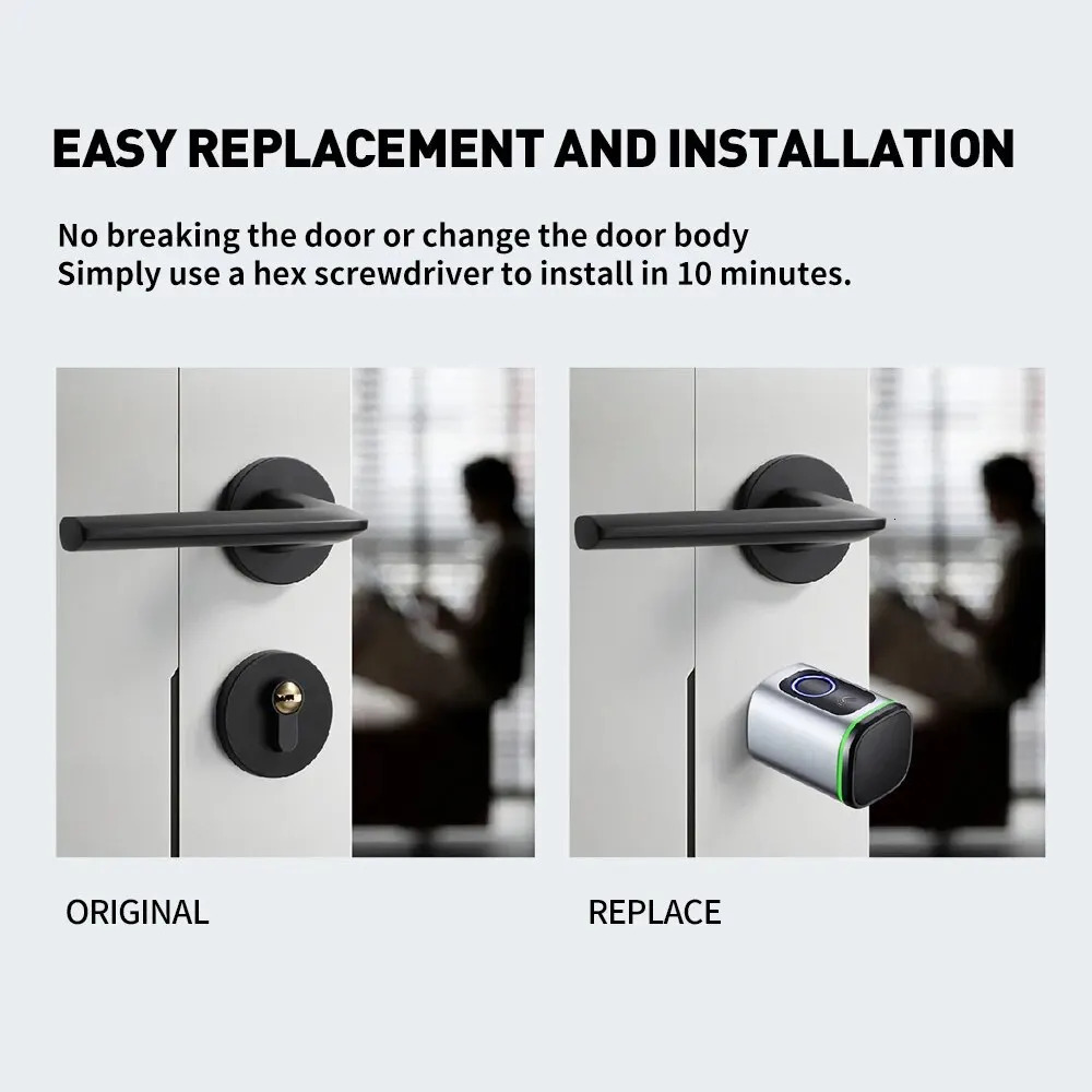 Smart Cylinder Lock With Tuya Bluetooth Fingerprint 13.56mhz IC Card Include CR123A Battery Easy Installation Replace S1 250402