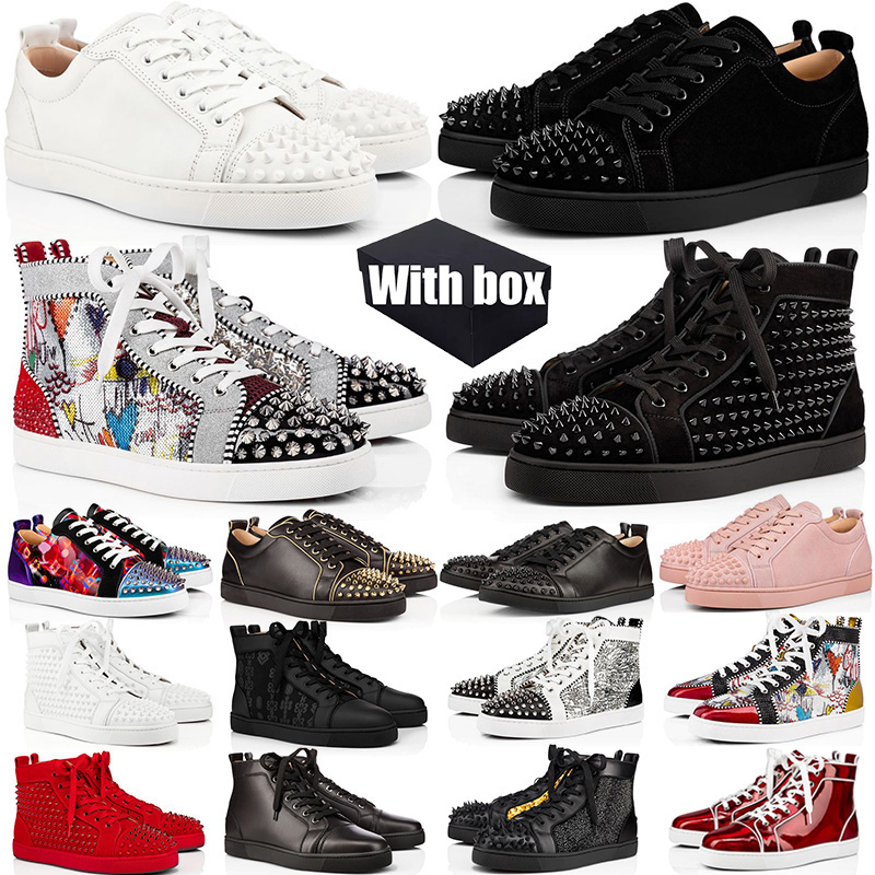 With box mens womens red bottomshoes designer dress shoes casual platform shoe sneakers luxury rivets black women men outdoor trainers
