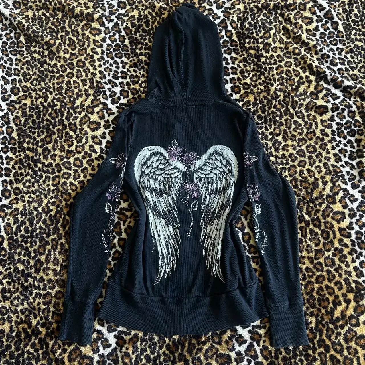 Womens Autumn y2k Fairycore Grunge Long Sleeve Sweatshirt Graphic Print Zipper Slim Fits Hoodie EGirls Gothic Coat 250403