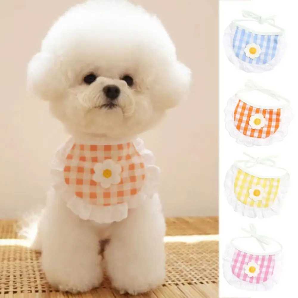 Fashionable and cute dog flower Saliva towel adjustable breathable sunflower pet neck soft pet plain bib M250407