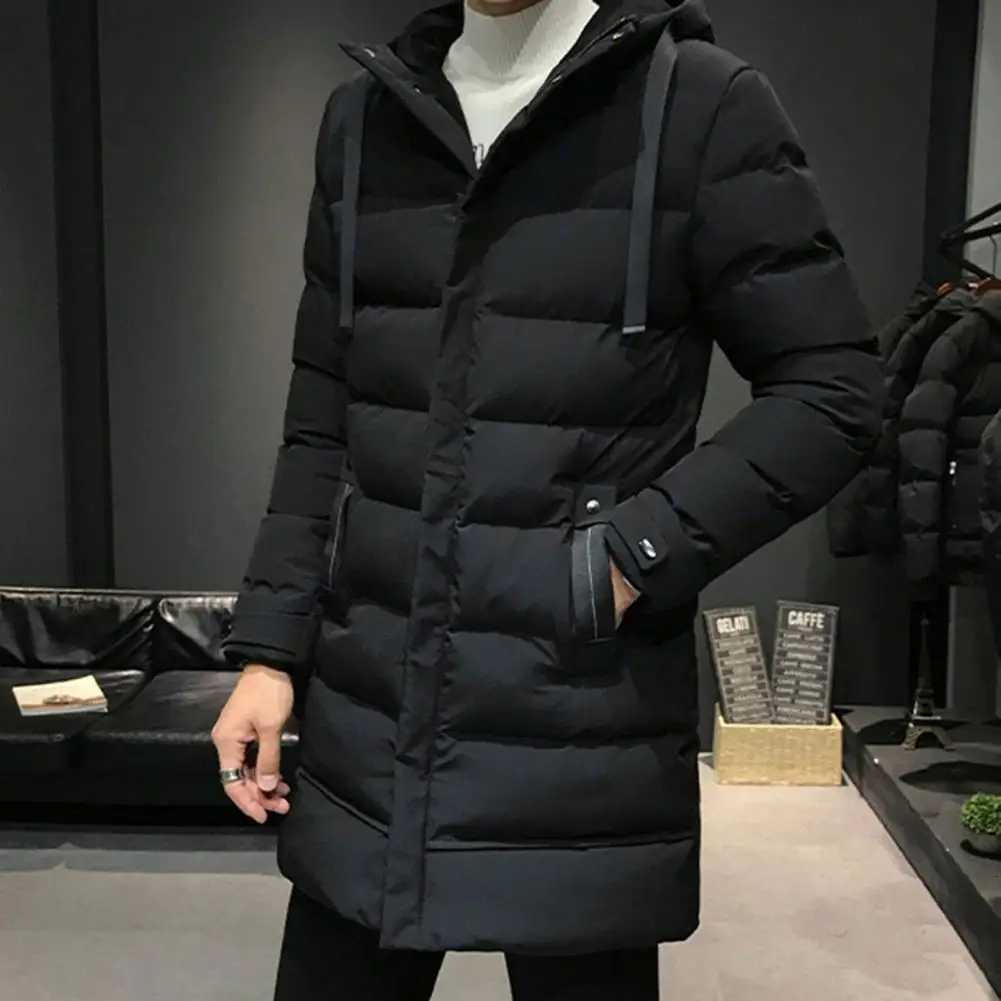 Hooded Cotton Coat for Cold Weather Cotton Coat with High Collar Winter Warmth Mens Hooded Down Parkas for OutdoorT251107