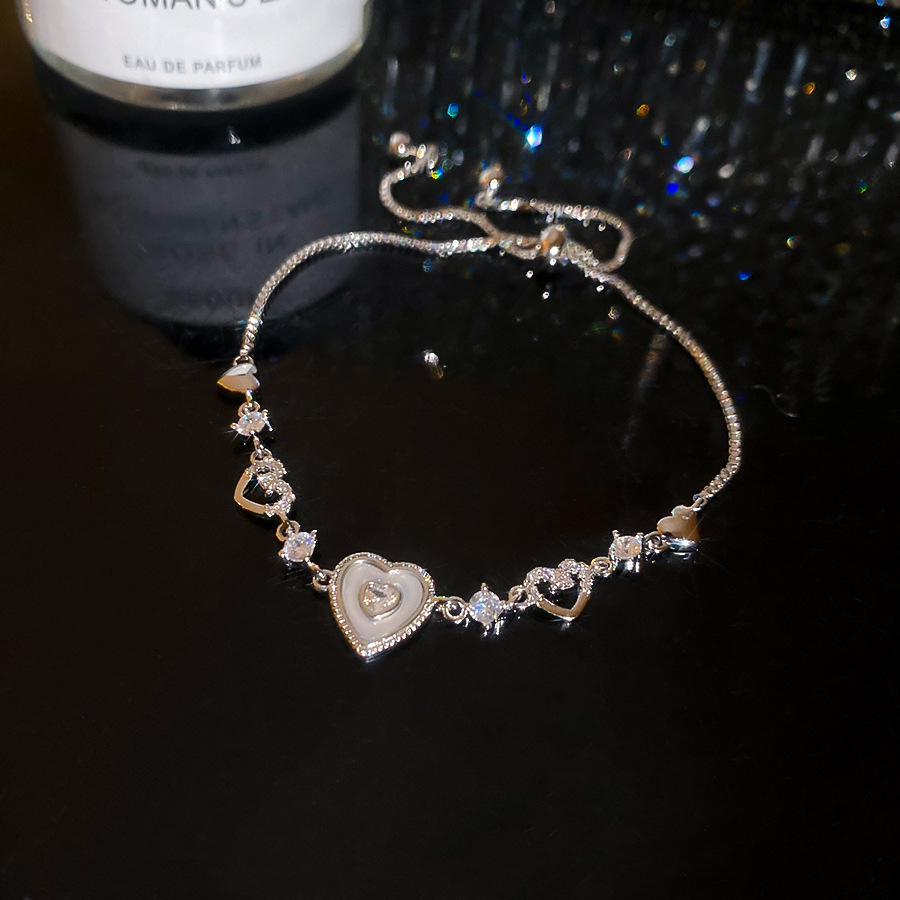 Hollow Heart Zircon Pull-out for Women, Fresh Fashionable, Versatile, Light Luxury, Simple and High-end Feel, Bracelet Jewelry - view 8