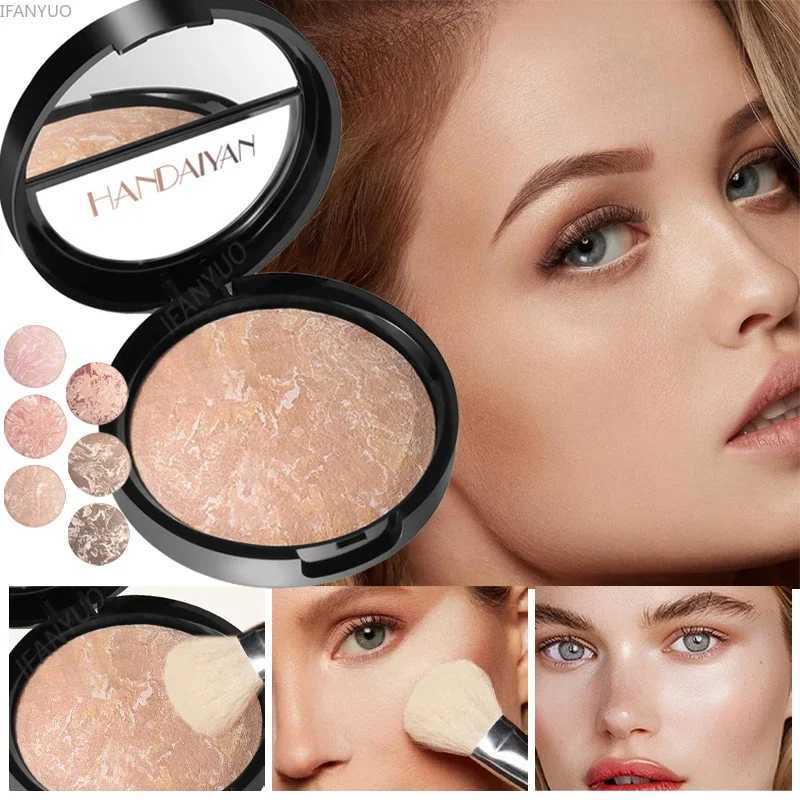 Luminous decorative powder long-lasting oil control low light marble baking powder bright facial powder compact basic makeupXJ250407