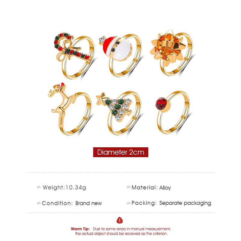 Top Source Cute Cartoon Elk Christmas Tree 6-piece Set with Drip Oil Opening Adjustment Ring Handpiece Jewelry