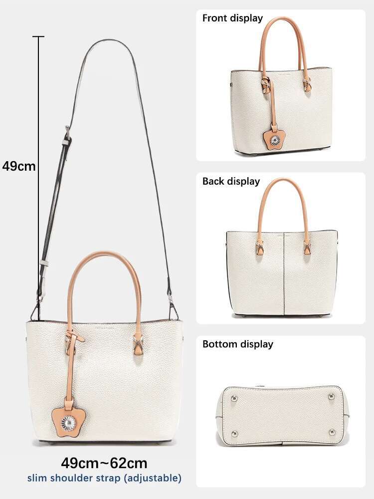 Zency Genuine Leather Handbag For Women Casual Shoulder Tote Large Capacity Designer Shopping Bag 2024 Trendy Cross Body