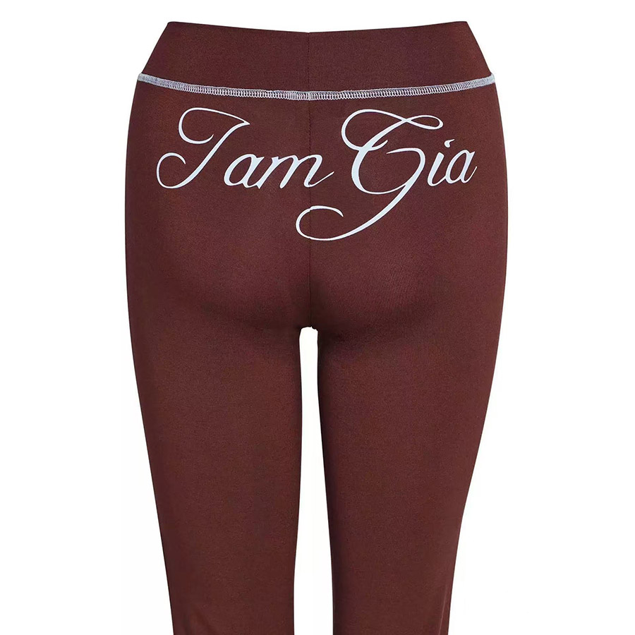 Women's Two Piece Pants IAMGIA Set Letter Logo Elastic Thin Print Slim Fit Hoodie Short Jacket Top Long Training Fitness Suit