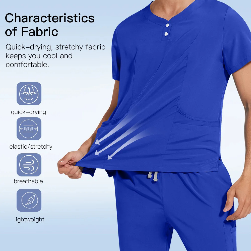 Liahtweiaht Anti-wrinkle Uniform Womar Men Nurse Scrub Set Soft Breathable Jogger Nursing Clinical Workwear 250402