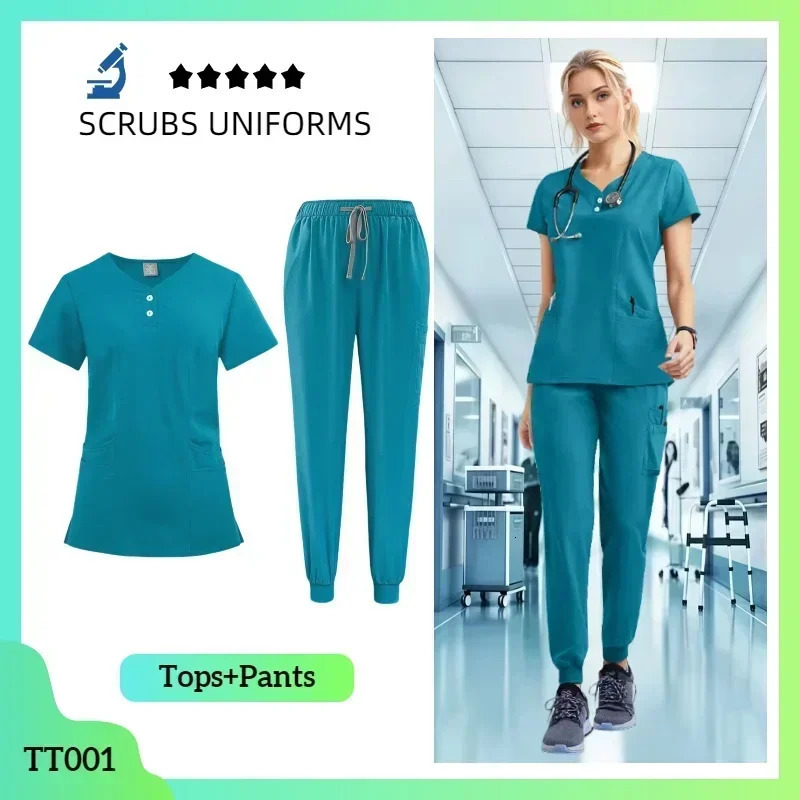 High Quality Clothing for Women Uniform Nurse Lab Coat Unisex Wholesale Tops and Pants Suits Nursing Scrubs Uniforms Set 250402
