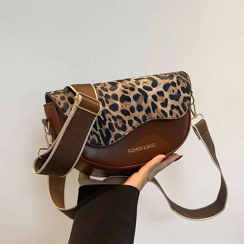 Leopard Style Vintage Small Crossbody Bag, Synthetic Leather Perfect for Outdoor Streetwear and Holiday Gifts Bag,