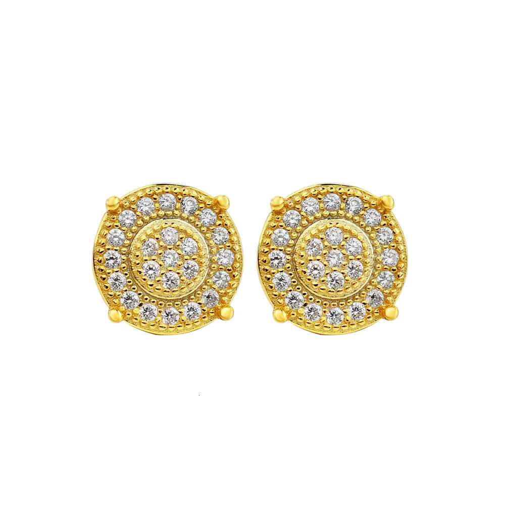 Handmade Diamond Bling Iced Out 5A Zirconia 925 Sterling Silver Screw Back Engagement Stud Earrings for Men