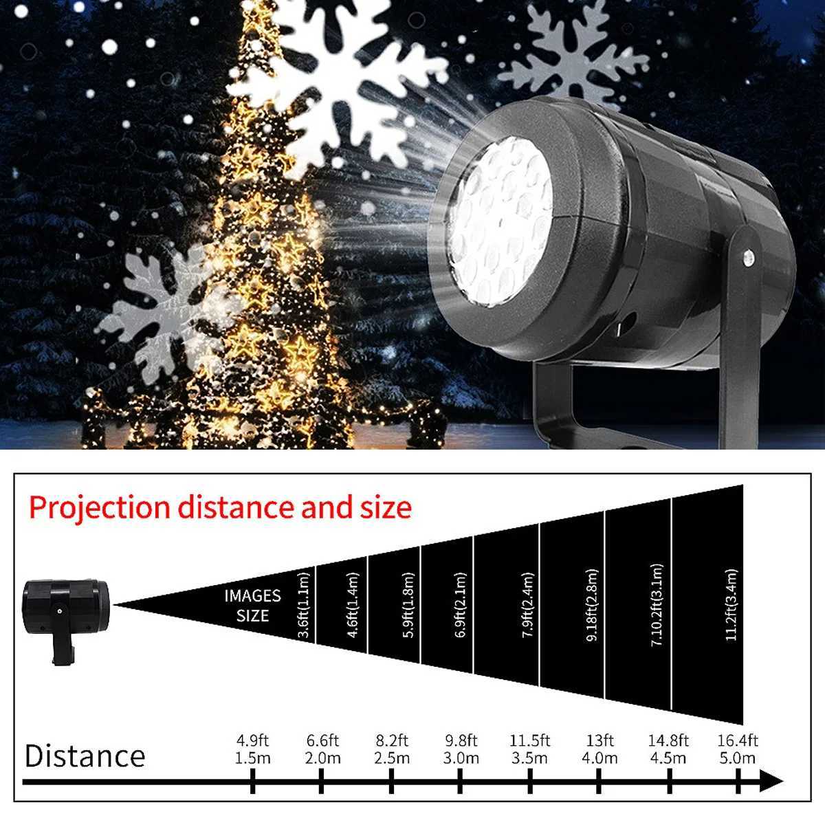 Rotating Christmas LED Projection Fairy Light USB Powered Dynamic White Snowflake Patterns Stage Projector For Holiday Lighting W251107