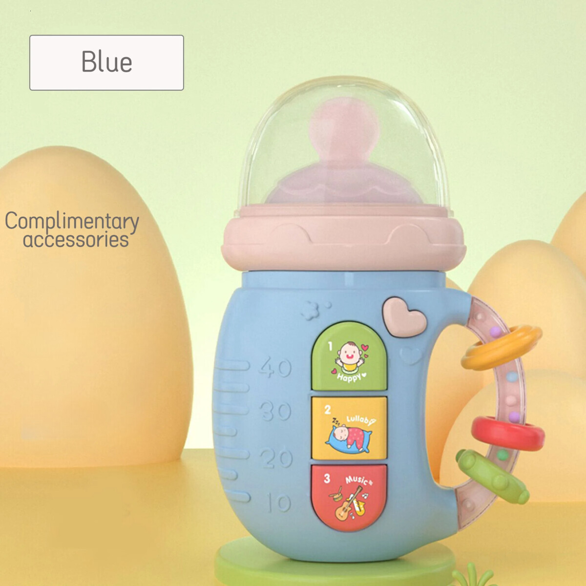 Baby Music Bottle Nipple Newborn Soft Teeth Rattle Puzzle Toy Mobile Rattle Toy Grinding Gum Soothing Vocal