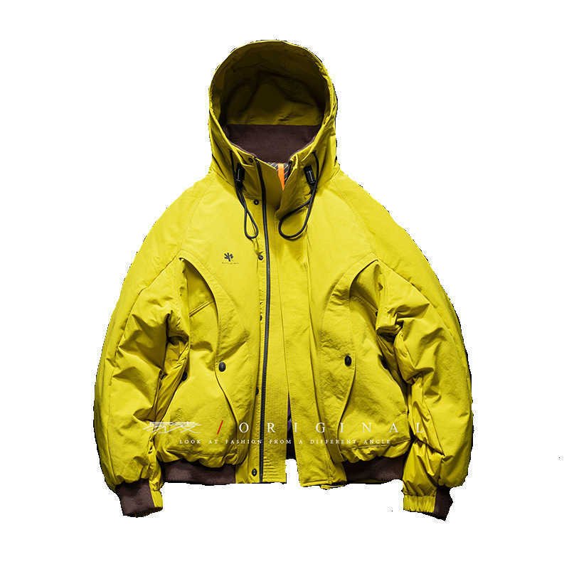 New white down winter coat for men, 2025 trendy brand, boyfriend style, hooded, padded, thick, loafie-style coat L251107