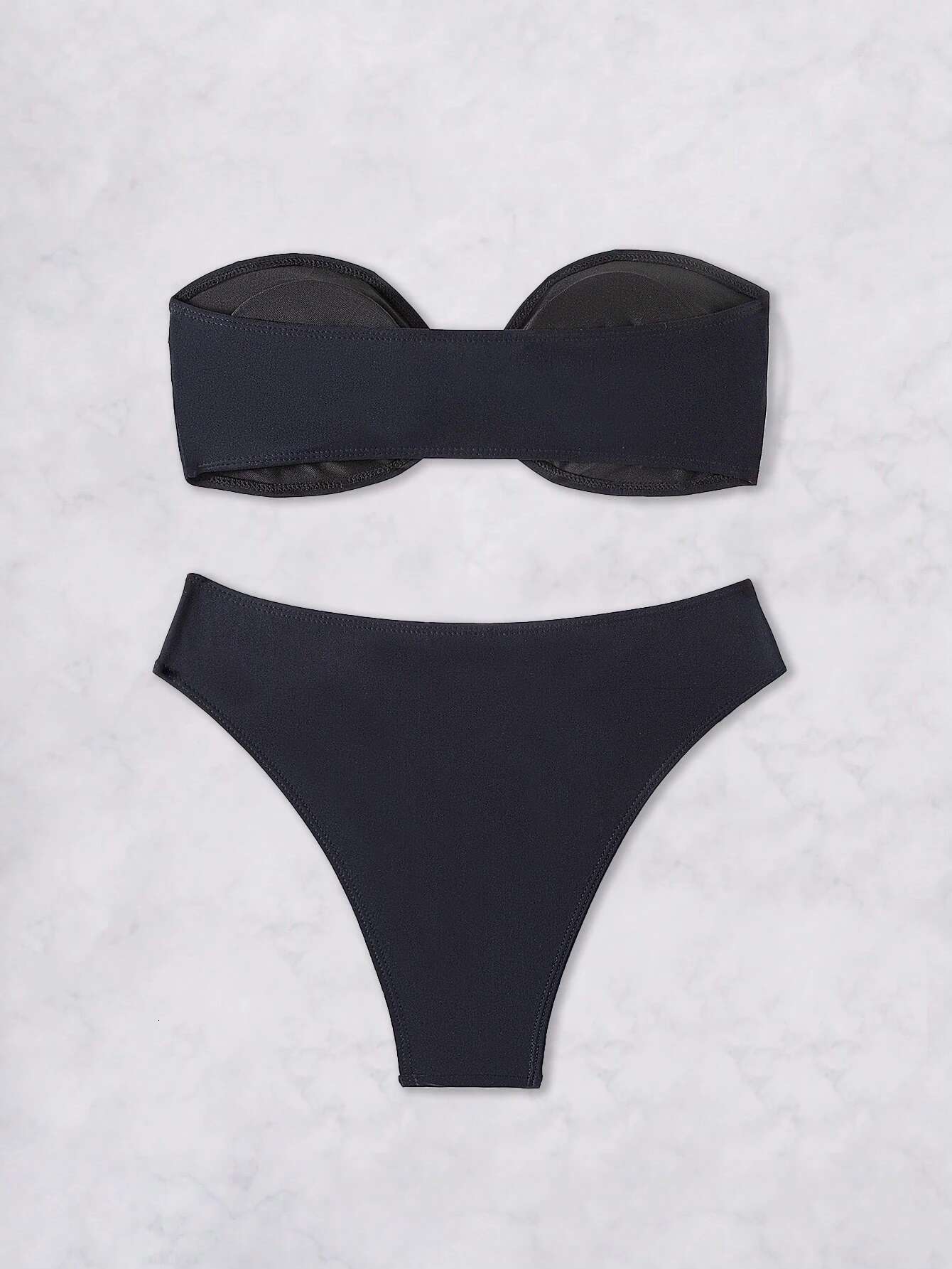 Dongdumaoyi Sexy Bandeau Bikini Women Luxury Black Rhinestones Push Up High Waist Swimsuit Summer Bathing Swimming Suit Pool Swimwear