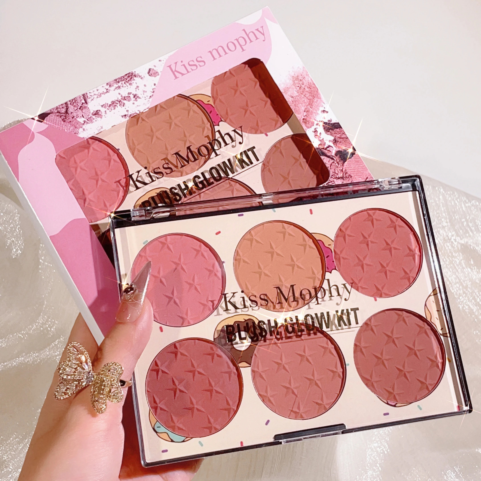 Six color powder blusher durable natural tanning matte pearlescent skin friendly coarse palette 250325