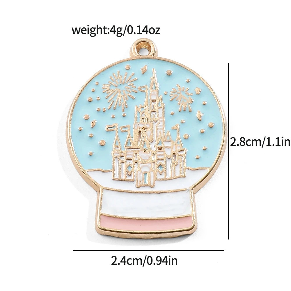 10 piecesbatch of cute castle crystal balls enamel amulets jewelry accessories DIY earrings making bracelets pendants 250325
