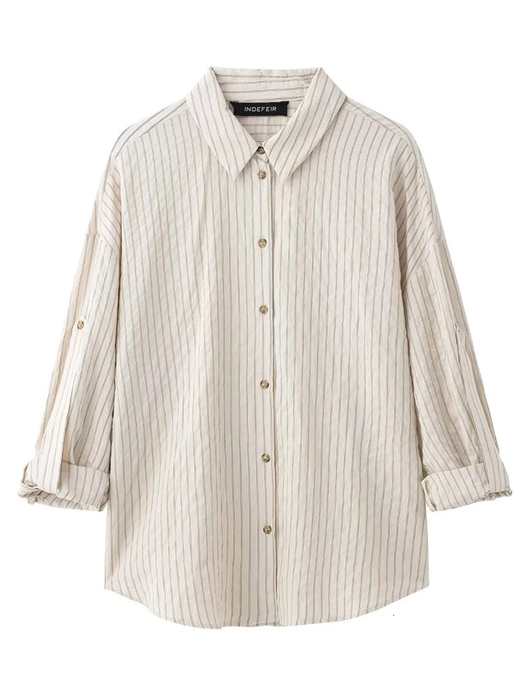 TFMLN Womens Fashion Pants Set Striped Shirt High Waist Wide Leg Elastic Mens Casual Spring 250407