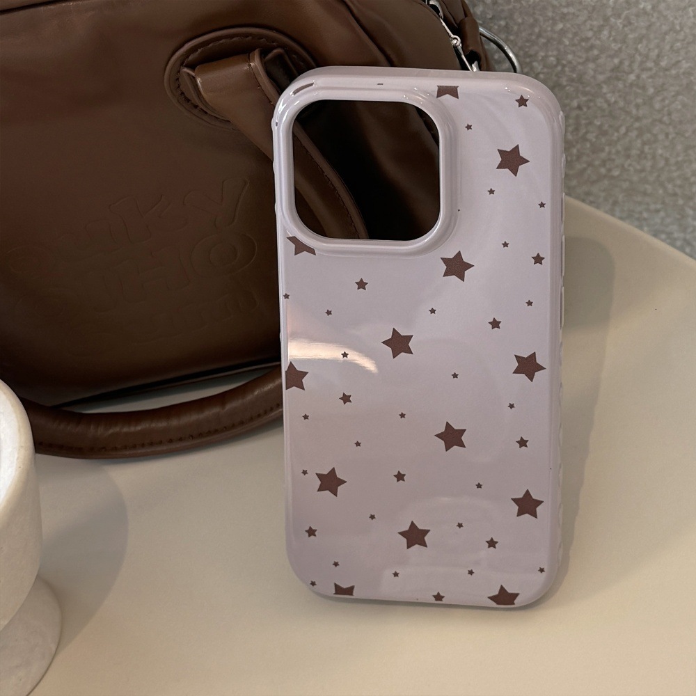 Full Screen Scattered Stars Solid Color Phone Case Compatible with iPhone 17/16 Pro Max Simple Protection iPhone 15/14