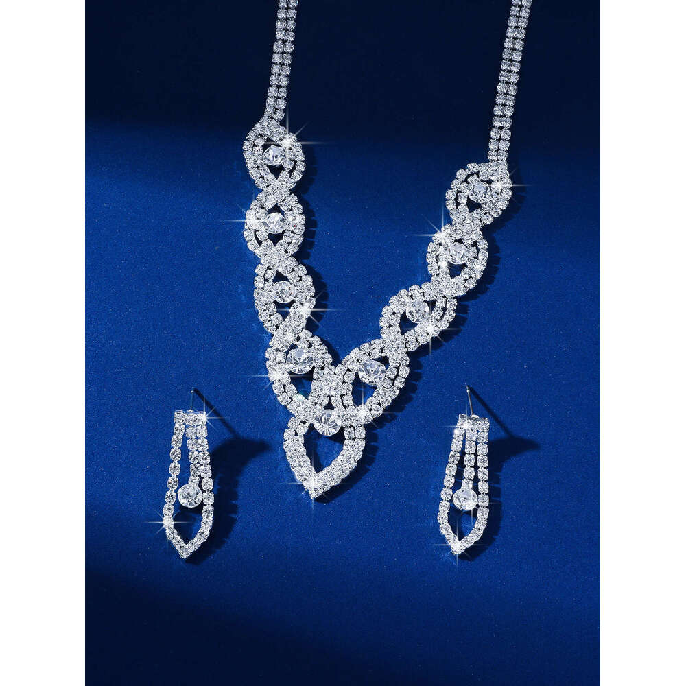 Future style hot bride water droplet shaped sexy dia studded necklace+earring set premium version