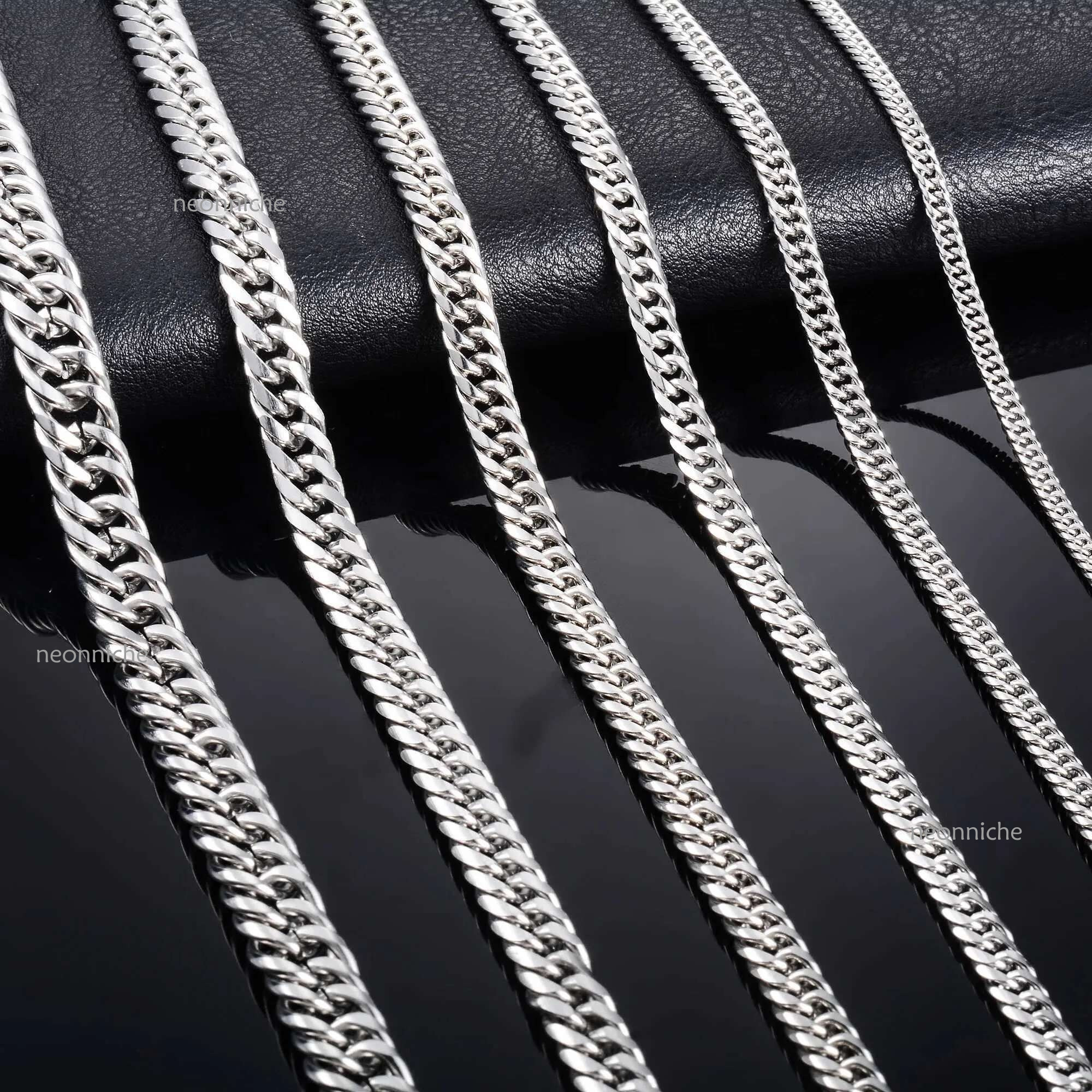 3MM/4MM Width Mens Punk k Cuban Curb Chain for Hip Hop Boy Women Stainless Steel Necklace Basic Metal Jewelry Accessories Heavy ChokerX240919