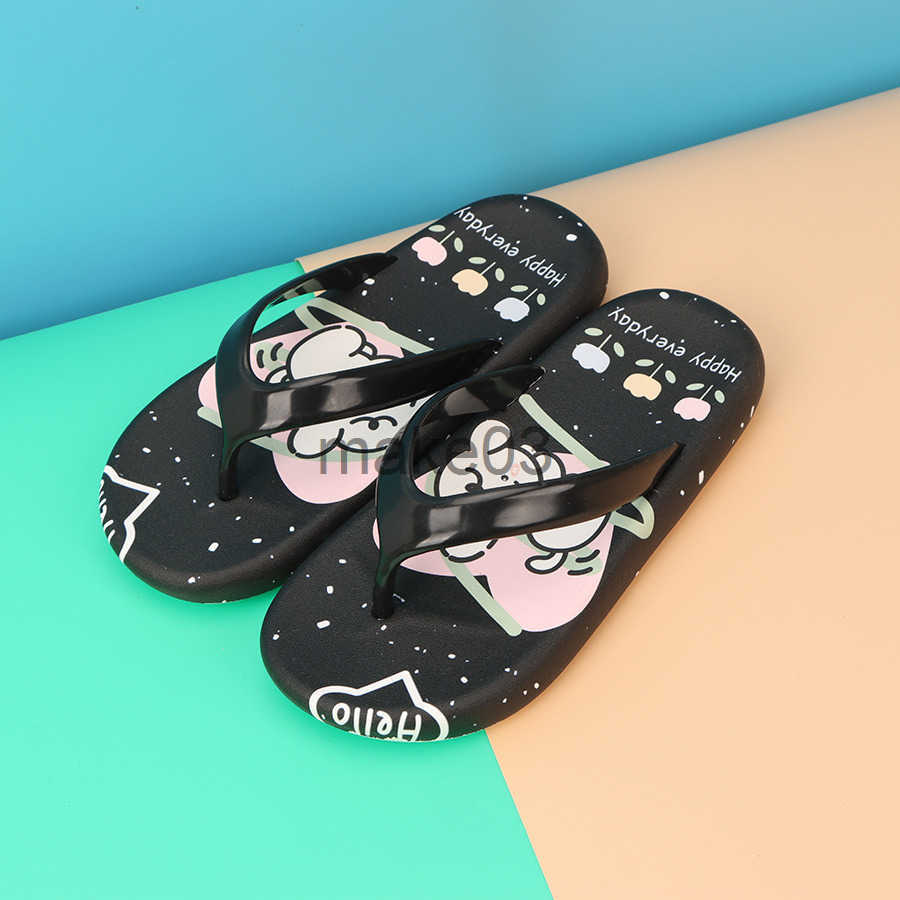Cute cartoon printed childrens flip flops for summer anti slip outdoor beach sandals J250403