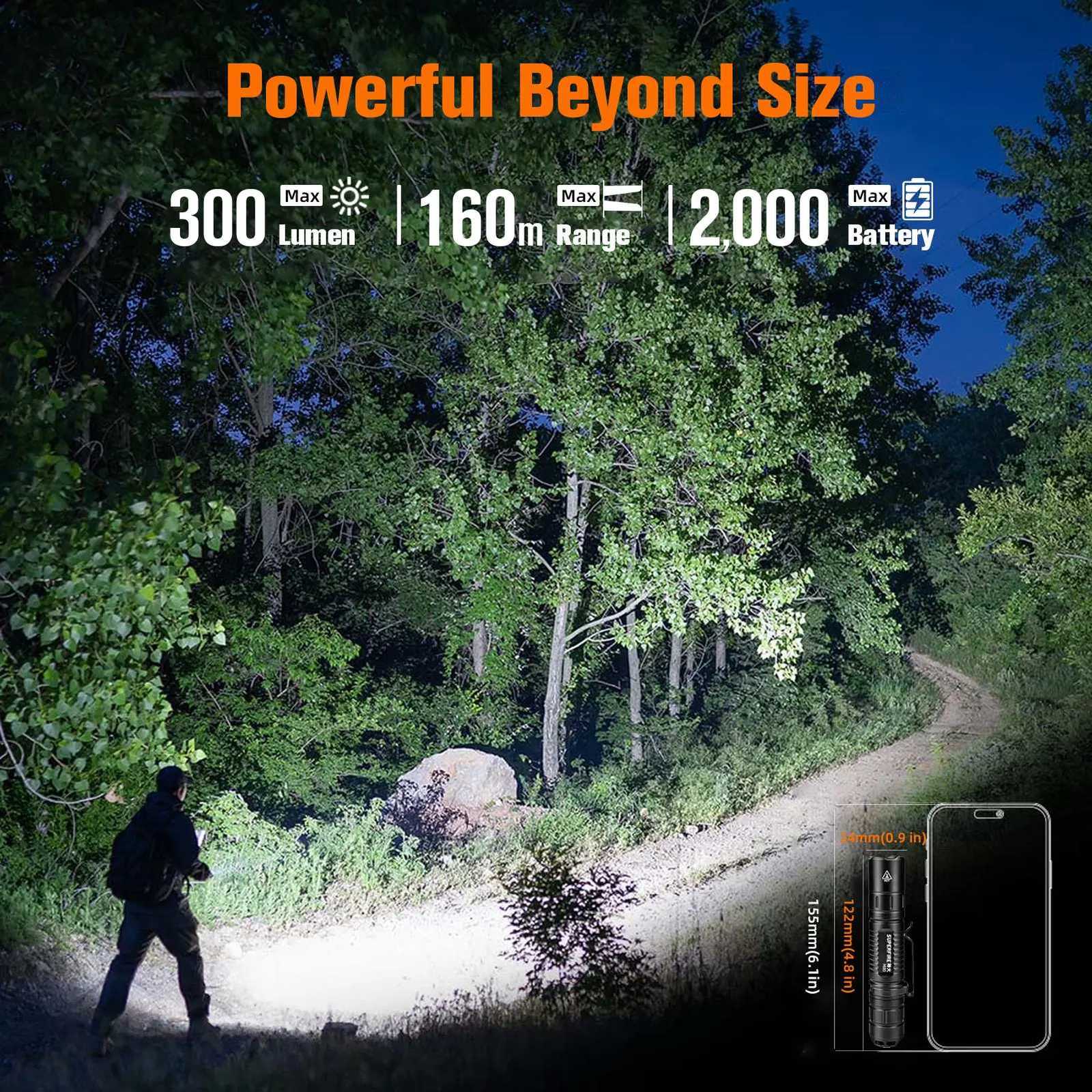SUPERFIRE MI80 EDC Tactical Flashlight Super Bright LED Torch 5 Modes Portable Camping Outdoor Lighting Waterproof LanternW251106