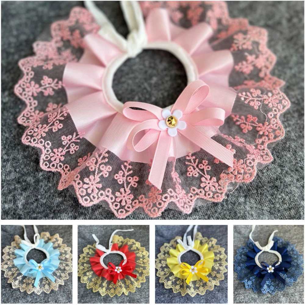 Fashionable bow pet collar cute lace mesh embroidery pet bib Burp fabric cute dog and cat necklace suitable for small dogs M250406
