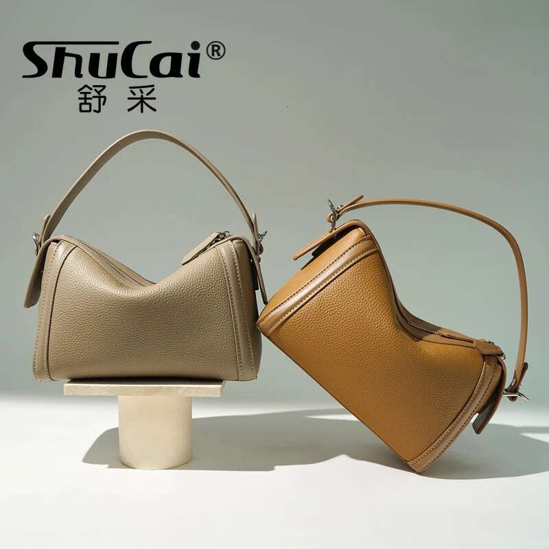 Genuine Leather Head Layer Boston Bag Simple Texture Cowhide Shoulder Crossbody Designer Bags Lurxry For Women Niche New