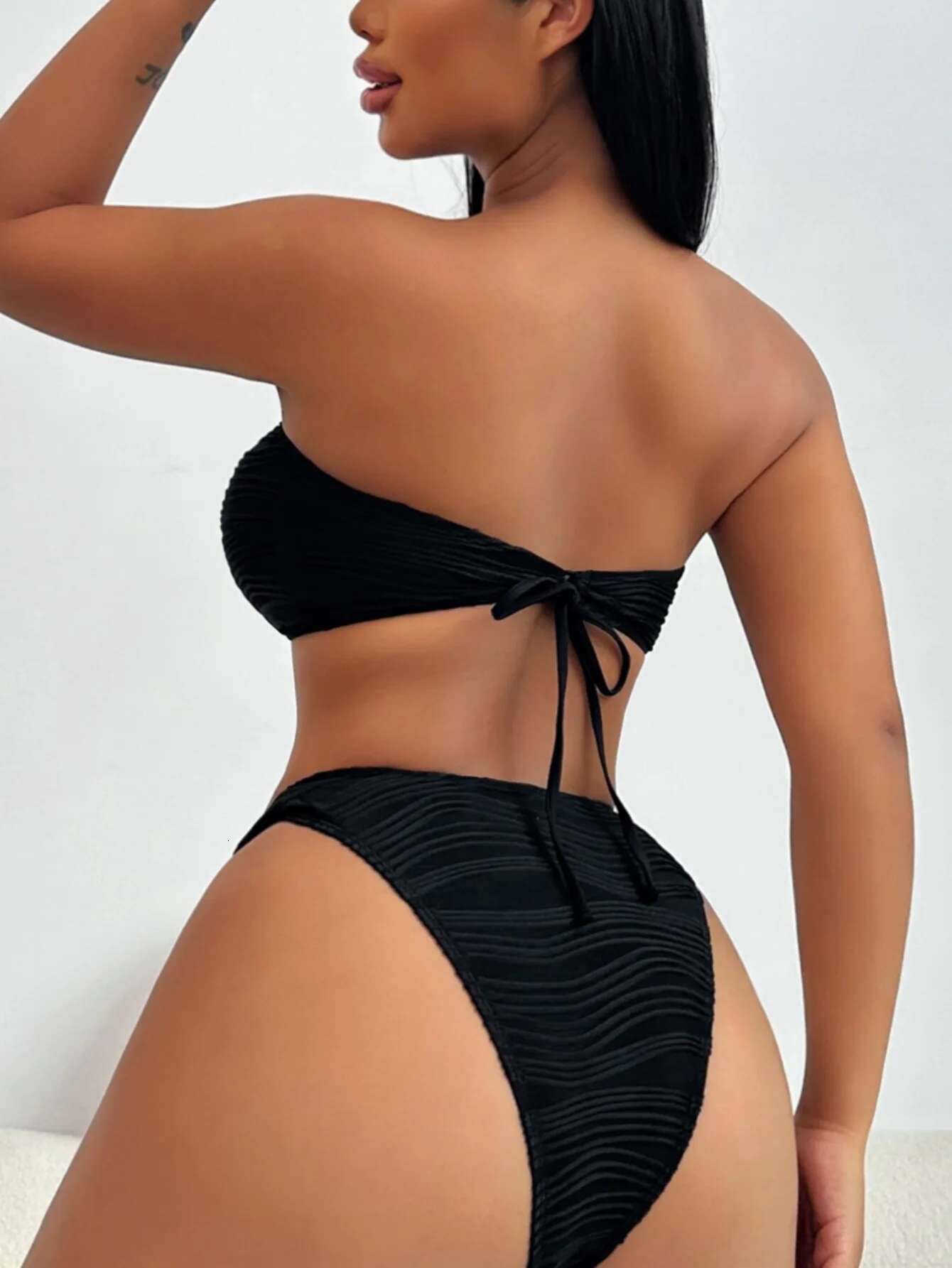 Dongdumaoyi Sexy Bandeau Bikini Set Women Metal Ring Push Up Bra Micro Swimsuit Beach Vacation Backless Bathing Suit Triangle Swimwear