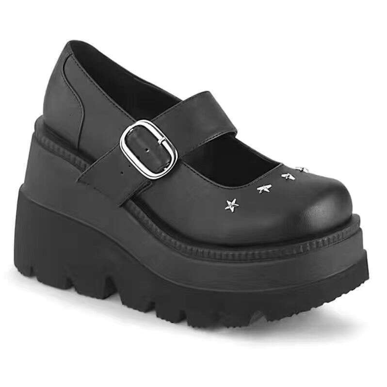 Y2K Inspired Dark Gothic Punk Mary Janes with Thick Soles and Sponge Sole Straps - Subcultural Fashion