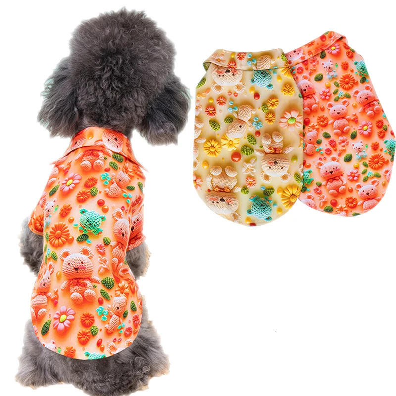 Cute Printe Beach Dog Cat Shirt Summer Pet Clothes for Small Medium Dogs Teddy Bichon Puppy T-shirt Outdoor Playing Pet Costume 250407