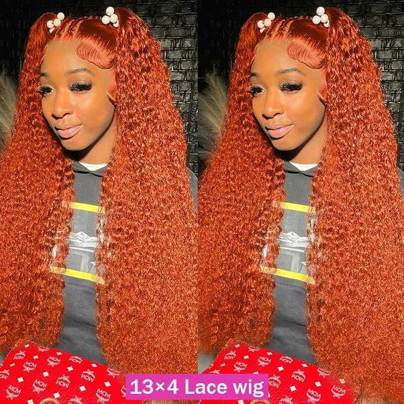 Orange Ginger Lace Front Wig Curly Human Hair Wigs 30 32 Inch Deep Wave Frontal Wig 13x4 13x6 HD Lace Front Human Hair Wig W251107