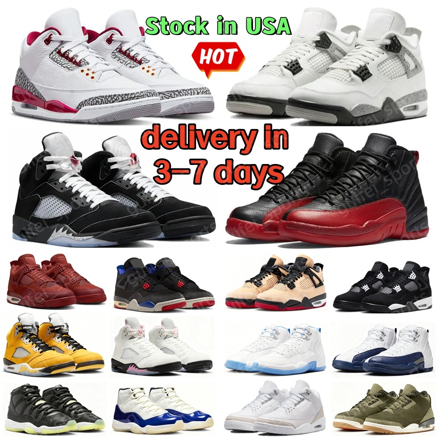 Designer Men Basketball Shoes 3s 4s 5s 11s 12s 1s Black Cat 4 White Cement Lucky Green UNC Pure Money Cool Grey Bred Women Sneakers Sports Trainers Big Size 14 15 16